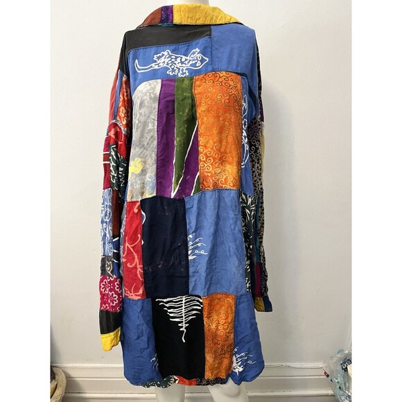 We Be Bop 2XL Funky Oversize Patchwork Swirl Groovy Animal Print Flora 90s Shirt - Picture 2 of 10